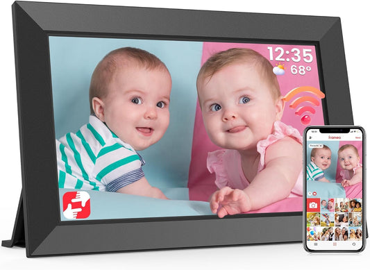 Frameo WiFi Digital Photo Frame 10.1 Inch - 1280x800 HD IPS Touch Screen Picture Frame Electronic, 32GB Memory, Auto Rotate, Wall Mountable, Digital