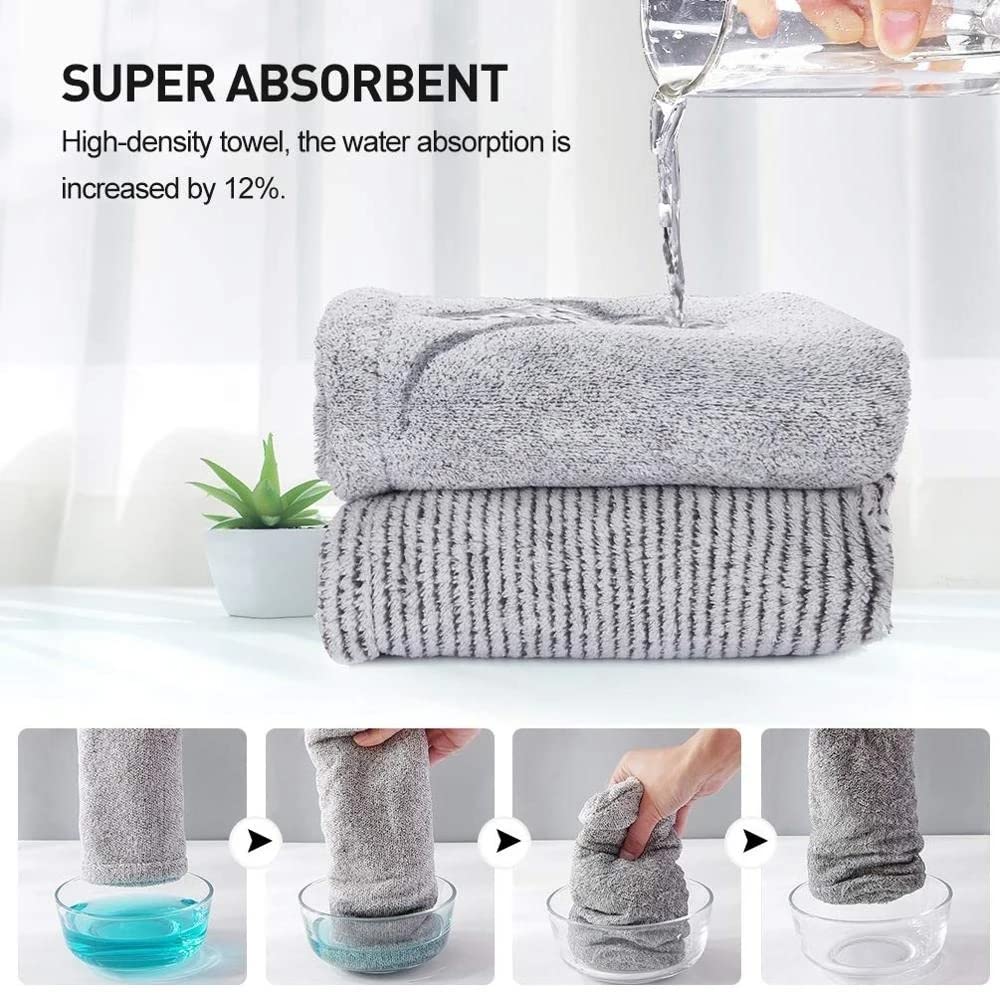 Heacoz Microfibre Hair Towel Wrap, Super Absorbent Hair Drying Towel (2pcs)