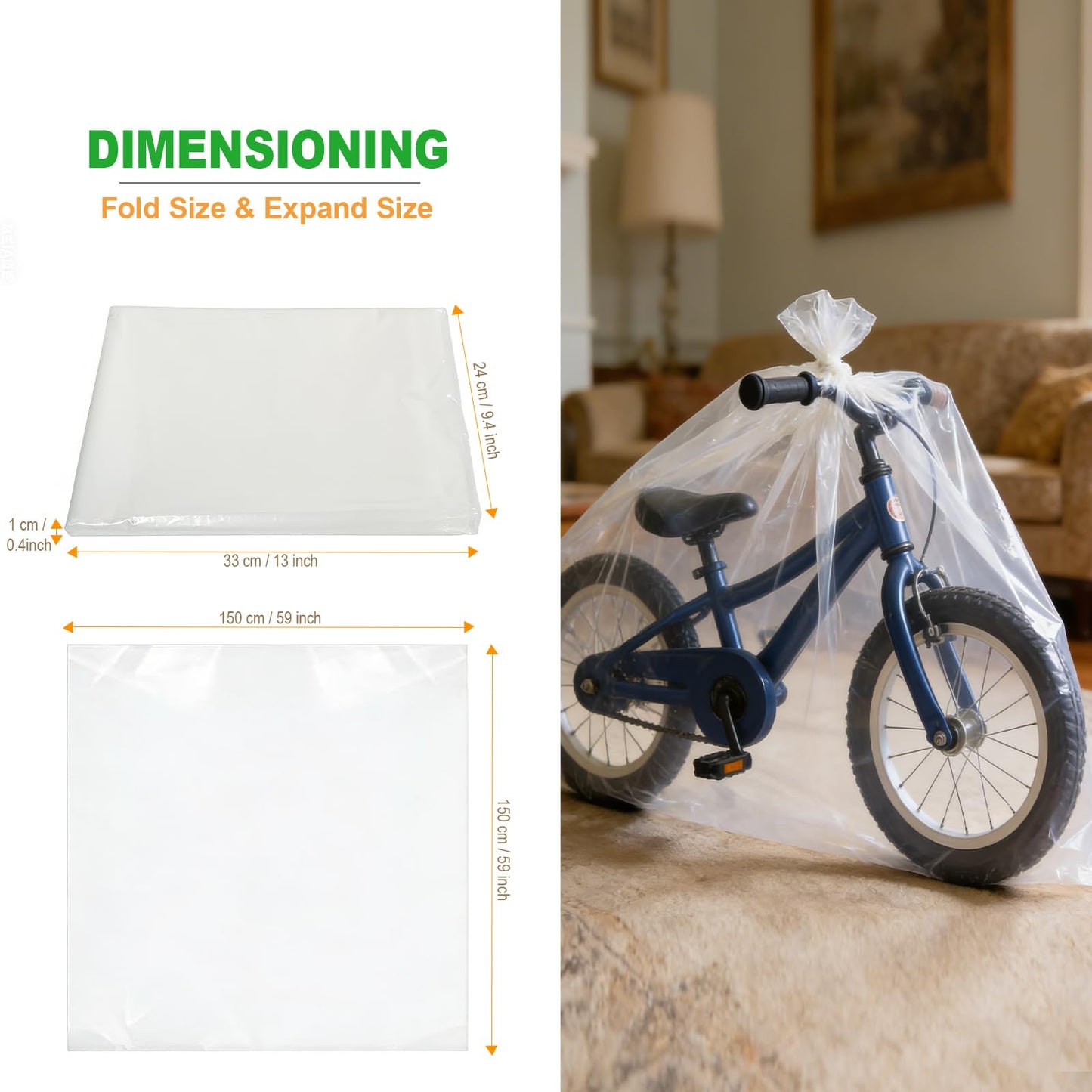 Extra Large Clear Plastic Bags - 150 x 150cm 5 Pack Heavy Duty Large Plastic Storage Bags with Zip Ties