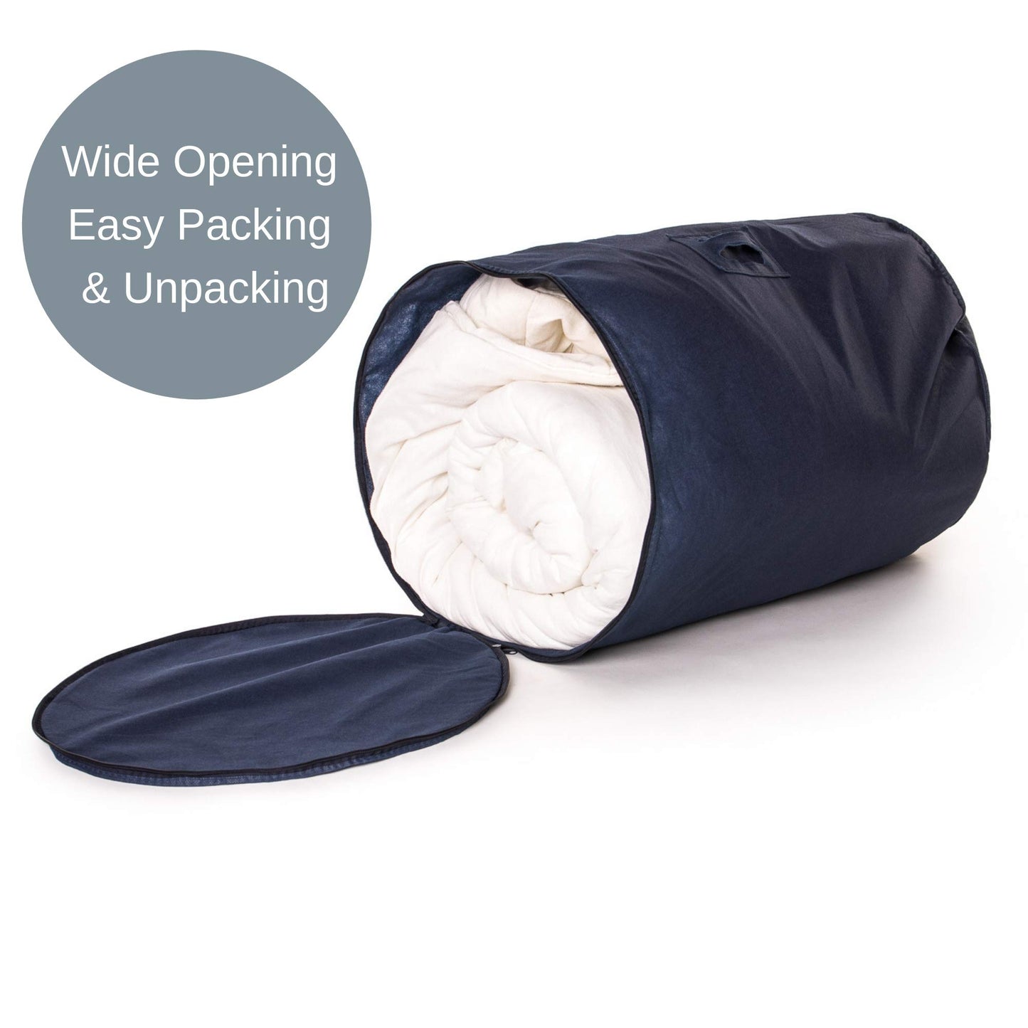 HangerMaster DUVET STORAGE BAG - Navy 3 Pack. Large Size Fits King Size Duvet & 2 Pillows. Moth & Dust Proof. Use to Store or Transport Clothes