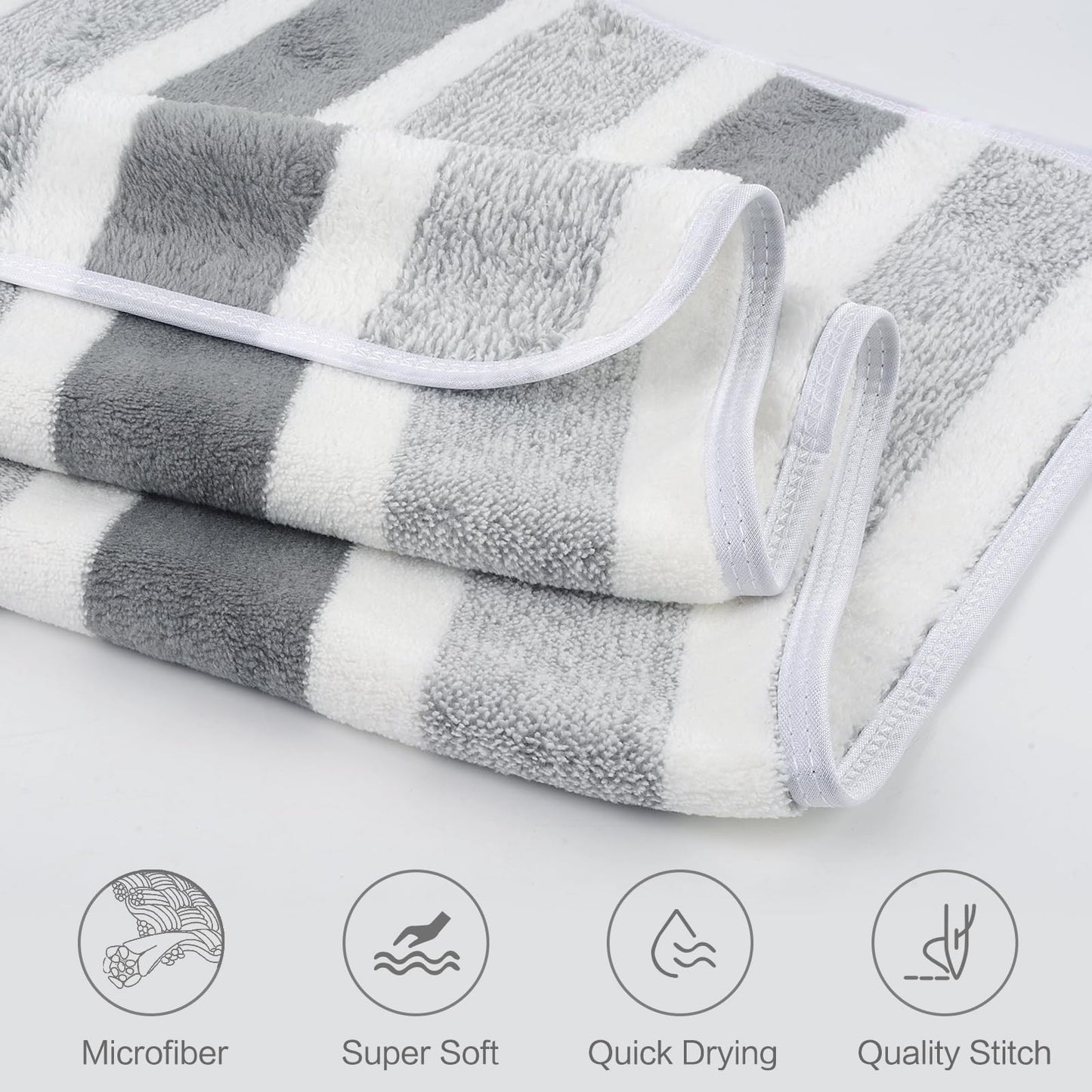 VIVOTE Bathroom Hand Towels Microfibre Hand Towel with Hanging Loop Grey