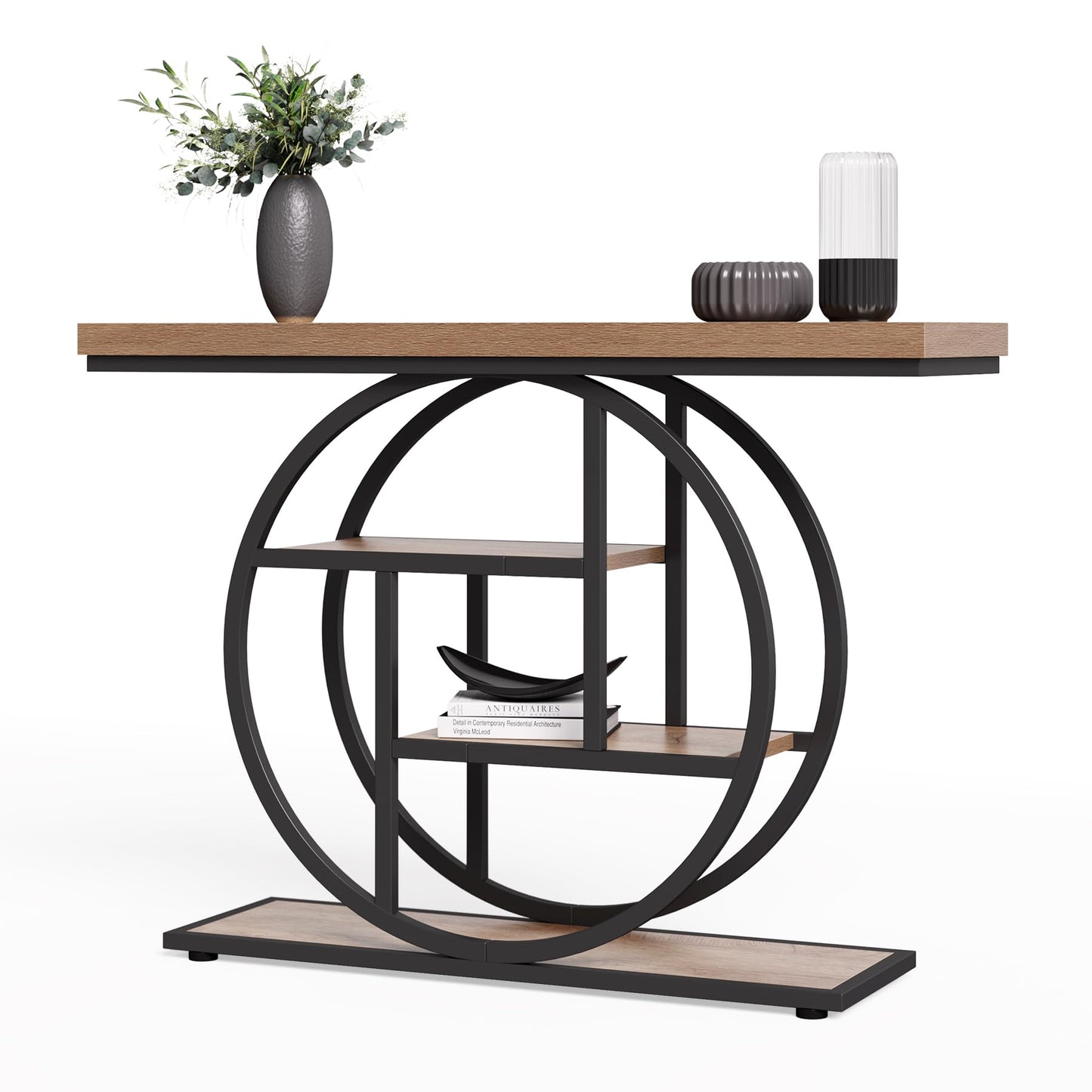 LITTLE TREE Console Table, 4-Tier Entryway Table Behind Couch Table, 41.3-Inch Farmhouse Sofa Table for Living Room, Foyer Hallway Table for Entrance