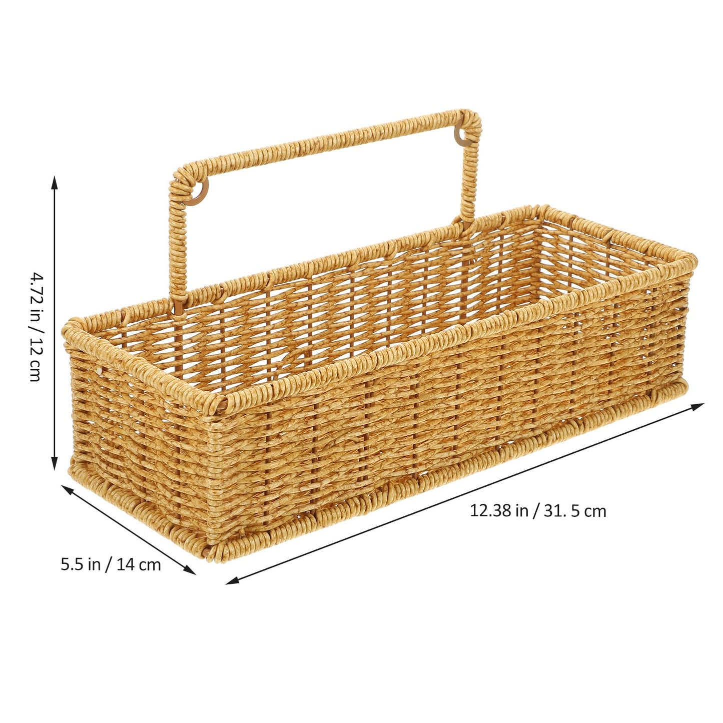MUCKLILY Imitation Rattan Woven Storage Basket with Handle and Adhesive Hook Bathroom and Kitchen Organizer Space-Saving Single-Layer Design for