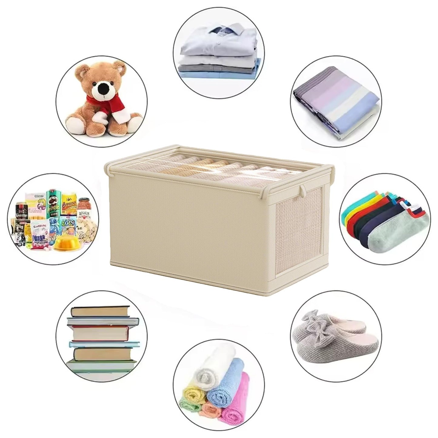 Wardrobe Storage Organizer Foldable – 6 Pcs Drawer Organizer Clothes Storage Boxes with Lids & Clear Window