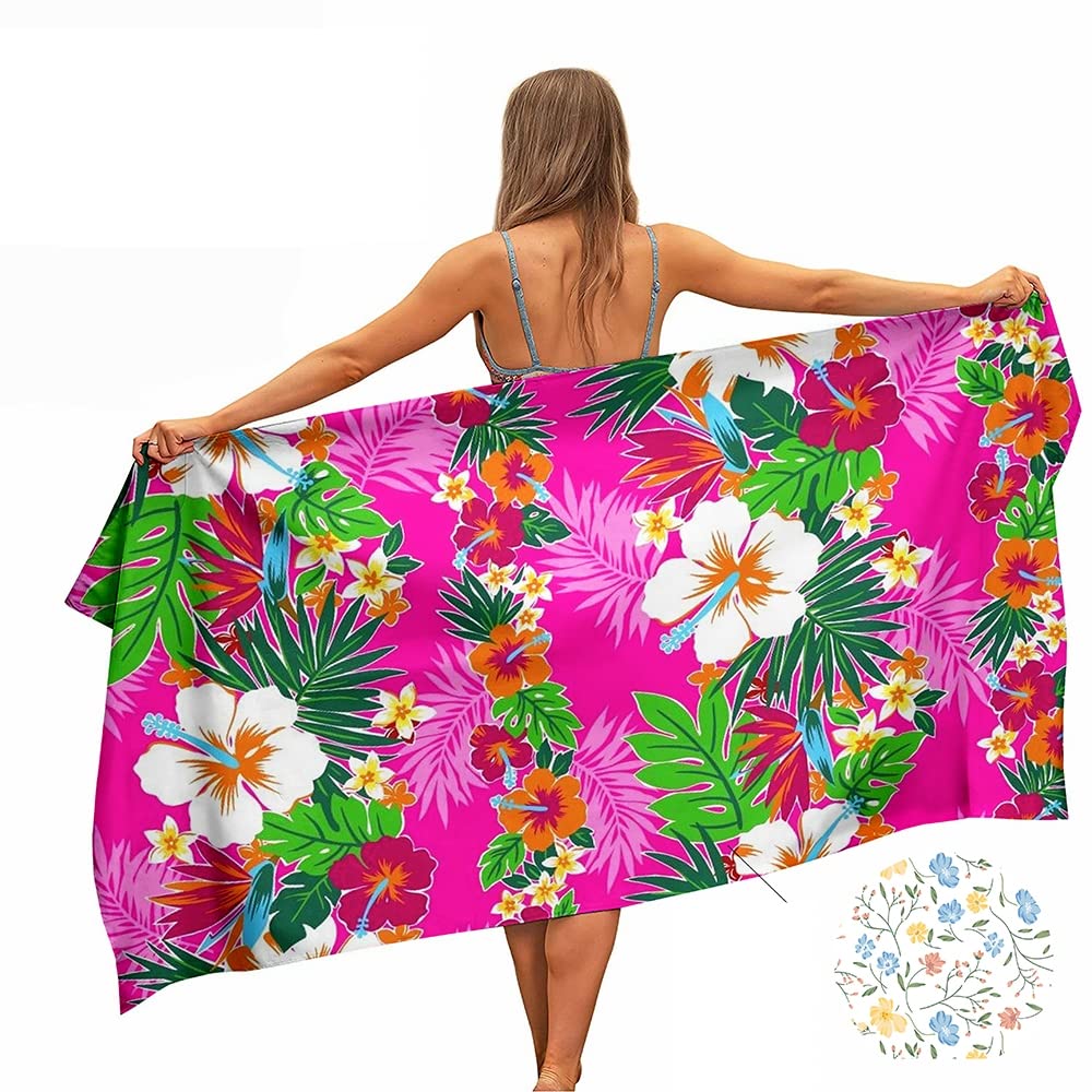 Ulticool Microfibre Towel – Fuchsia Pink Flowers – 160 x 80 cm – Lightweight Travel Towel Quick Drying Bath Towel Beach Towel Sauna Towel Microfibre