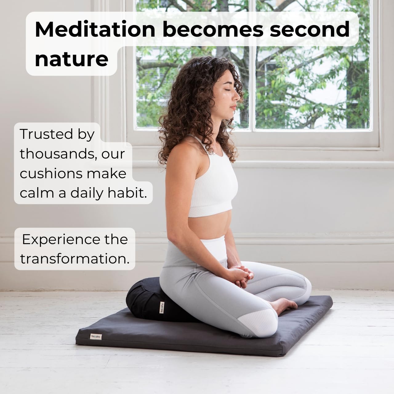 basaho CLASSIC Zafu Meditation Cushion | Organic Cotton | Buckwheat Hulls | Removable Washable Cover (Zen Black)