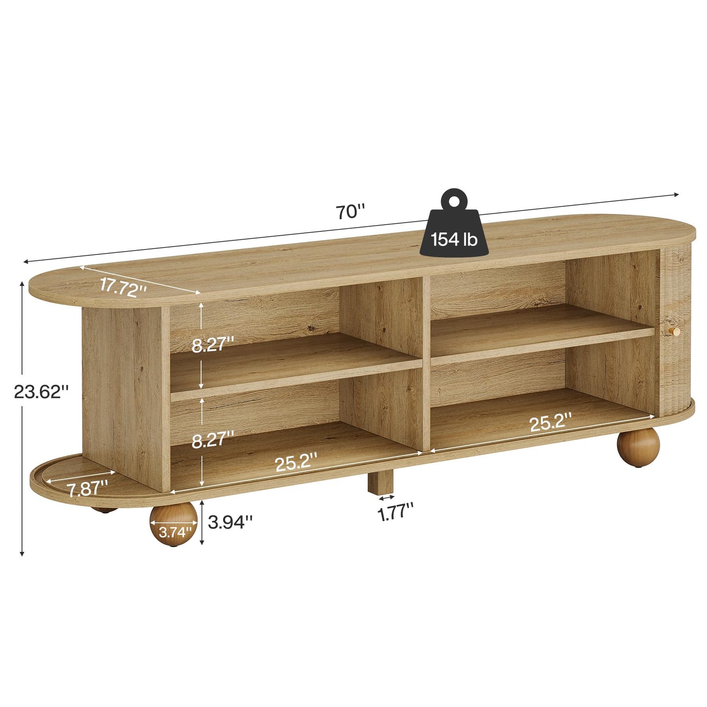Tribesigns Farmhouse Fluted TV Stand, 70" Extra Long Media Console for 65/70/75 Inch TVs