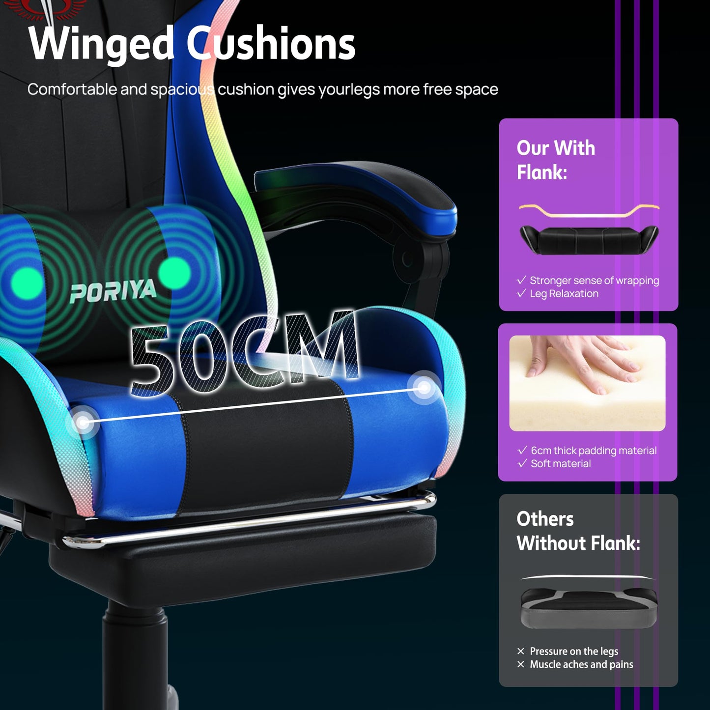 PORIYA Gaming Chair with Adjustable Backrest, Ergonomic Executive Office Chair, Height Adjustable Racing Chair Maximum Gaming Experience