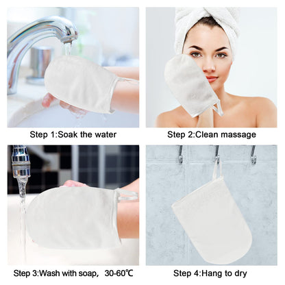 PHOGARY Pack of 10 Crystal Velvet Face Wash Mitts Set, Crystal Velvet Soft Face Mitts, Bath SPA Cloth, Reusable Makeup Remover Mitt Gloves, 15x21 cm