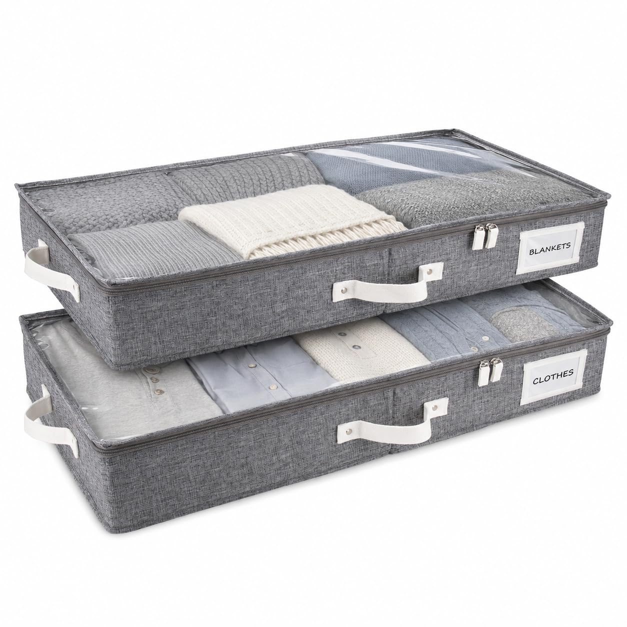 Homelux Theory Low Profile Underbed Storage Boxes, 2 Pack Under Bed Storage Organizer Slim Under Sofa Storage Box with Containers and Lids