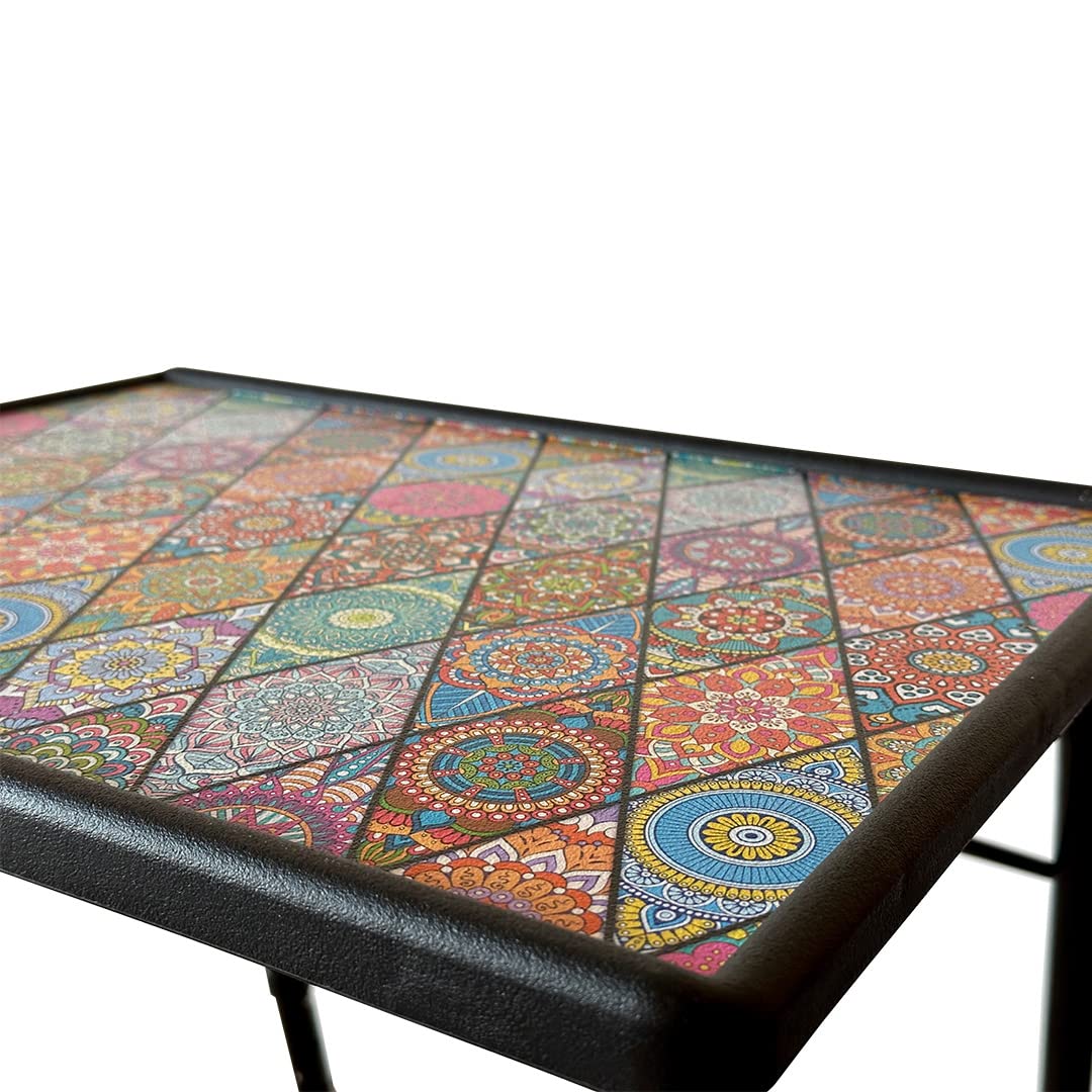 TABLE BUDDY Regular Geometic Mandala Design Large Adjustable Folding Laptop Table 52.50 cm x 40 cm table-top, 6 position height, 3 tilt