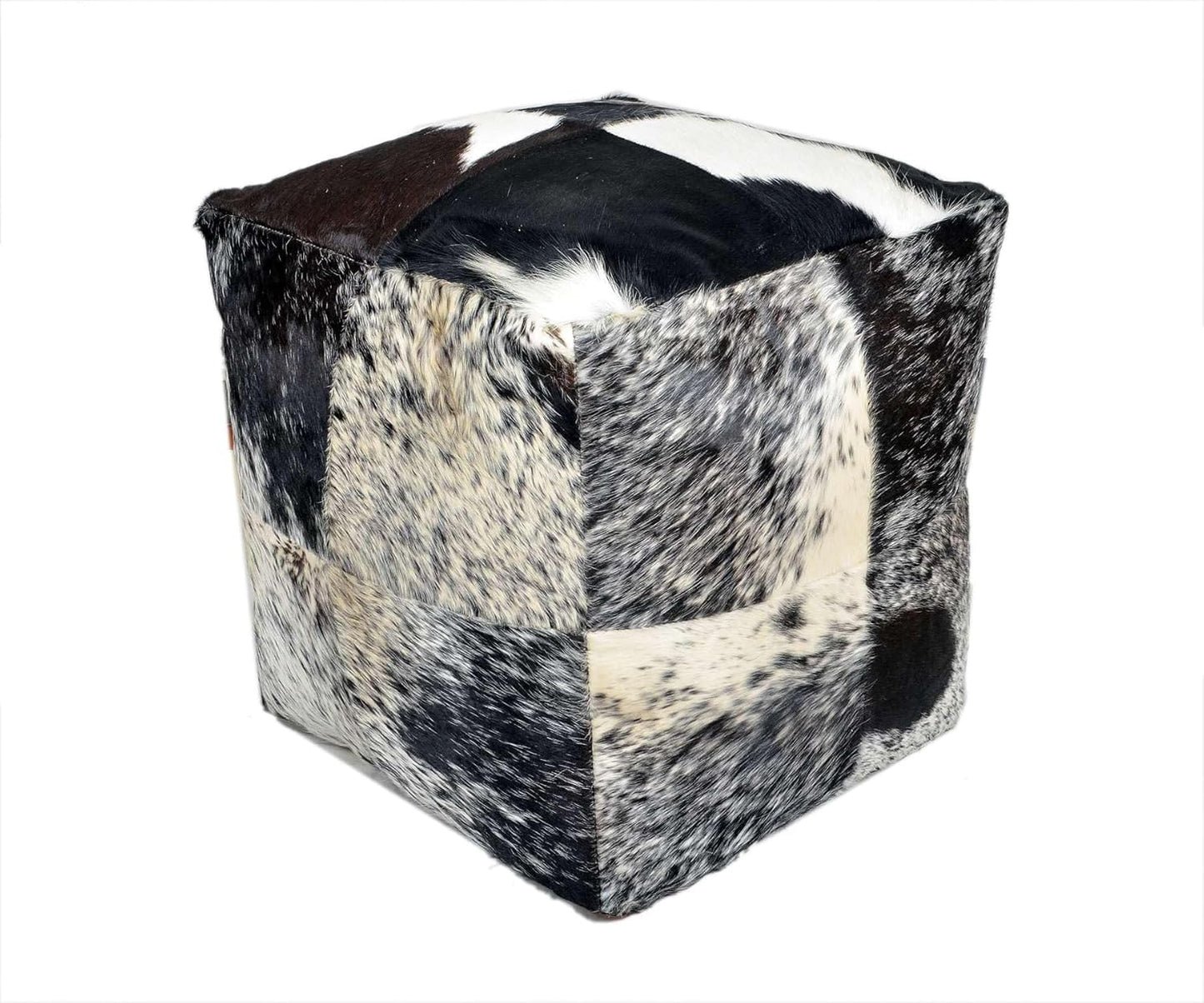 Heaven Hush Unstuffed Pouffe Cover Ottoman Handmade Hair-on Leather Pouf Cover only Genuine Cowhide Square Footrest Footstool Seat for Balcony Office