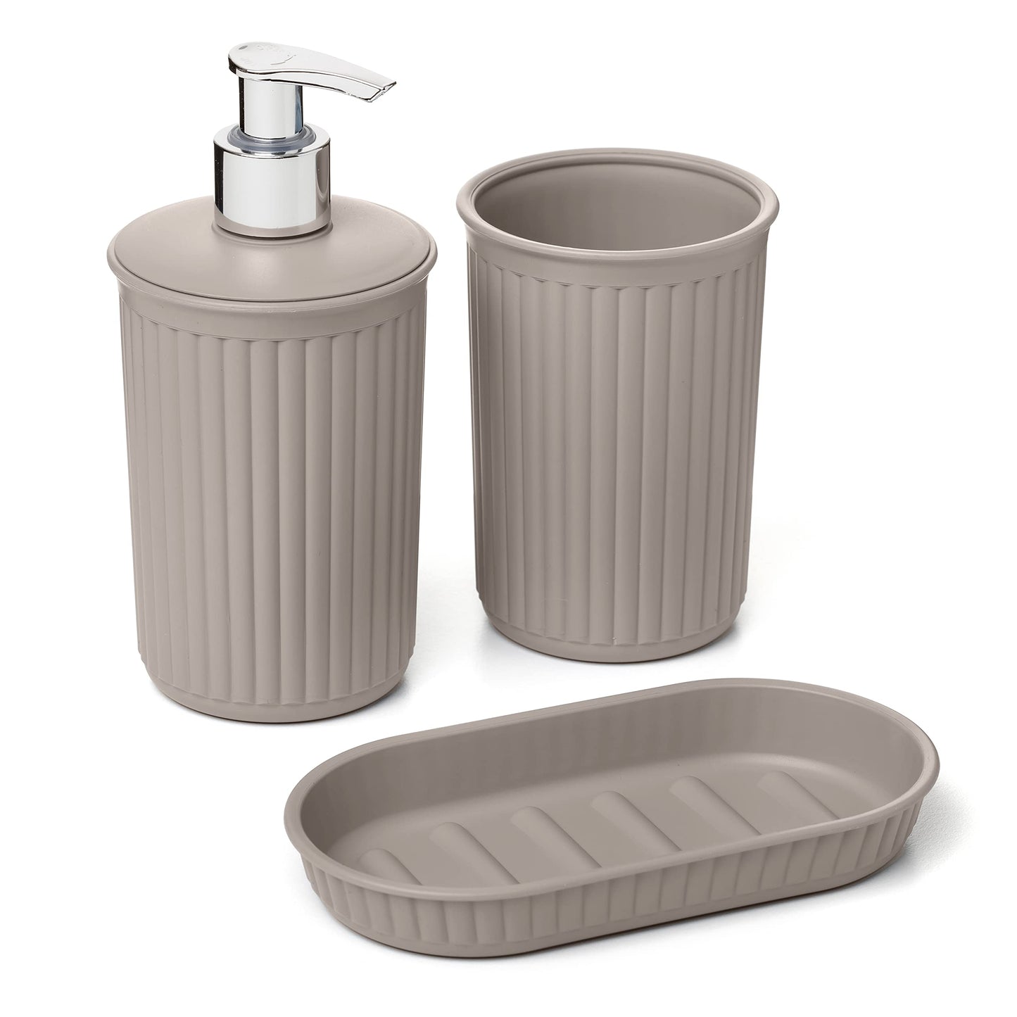 TATAY Baobab 3-Piece Countertop Bathroom Set, Plastic Material, BPA Free