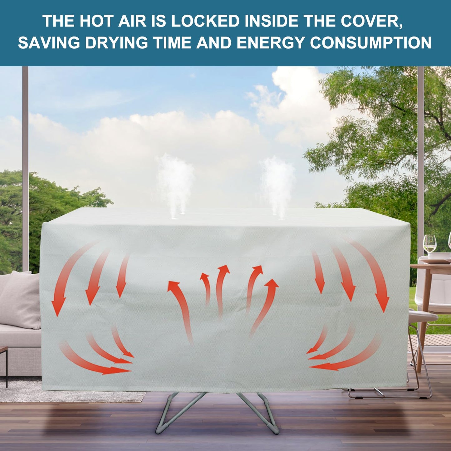Delixike Heated Clothes Airer Drying Cover, Heavy Duty Electric Clothes Dryer Cover Helps to Speed Up Drying and Save Winter Bill
