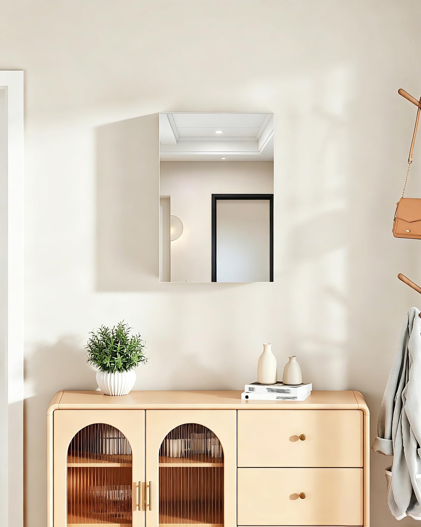 CHOEZON Bathroom Medicine Cabinet, Wall-Mounted Bathroom Vanity with Mirror, Bathroom Medicine Cabinet with Storage Function, Hanging Storage Cabinet