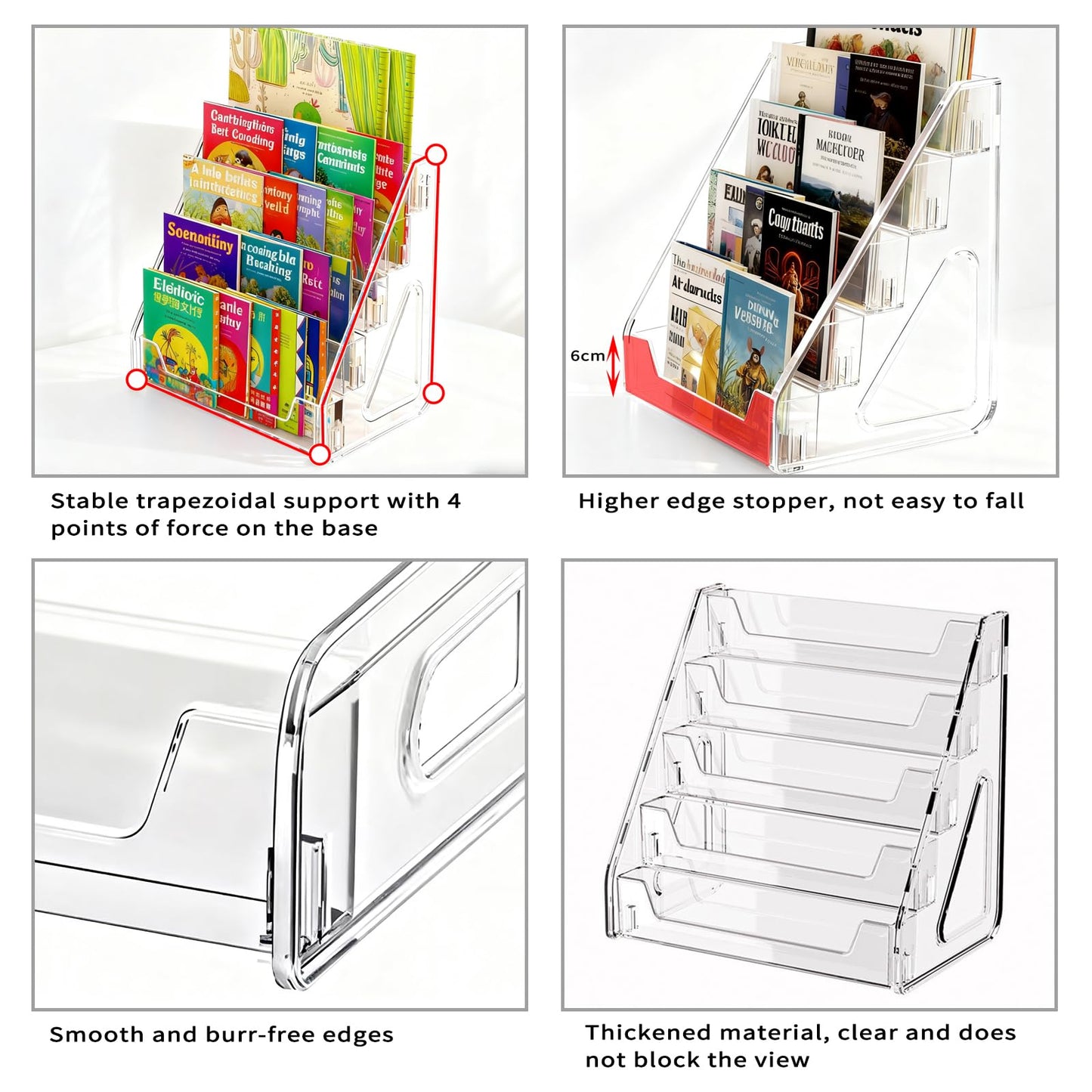 JWShang Card Display Stand, 5-Tier Clear PET Rack for Graded Cards, 2 Pack