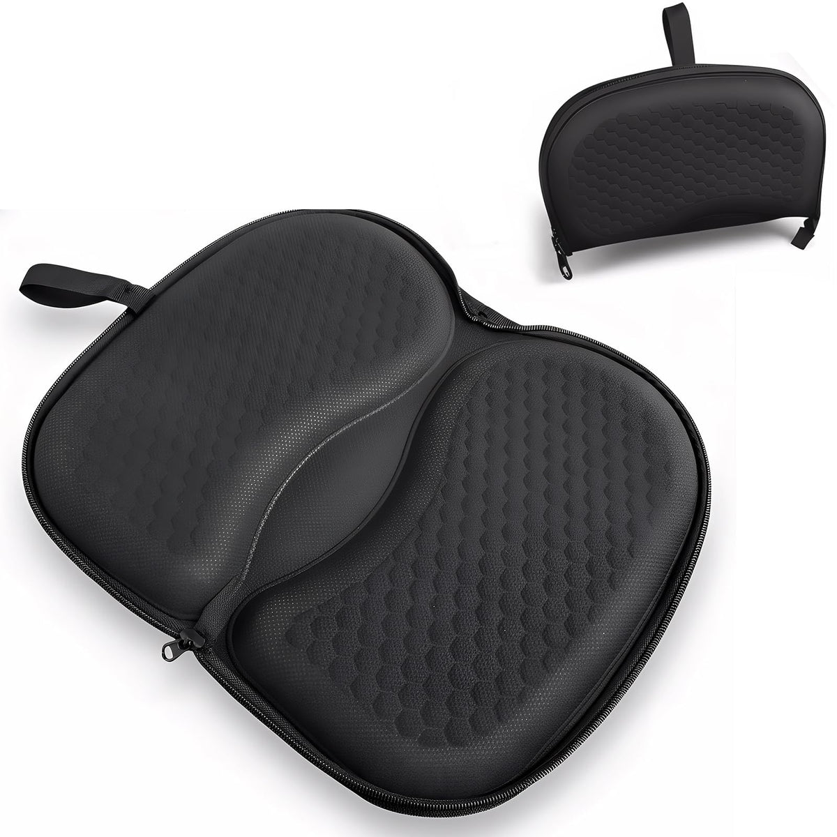 masteymoh Foldable Honeycomb Seat Cushion, Small Portable Gel Seat Cushion for Travel, Butt Pillow for Back Pain Relief, Sciatica Black