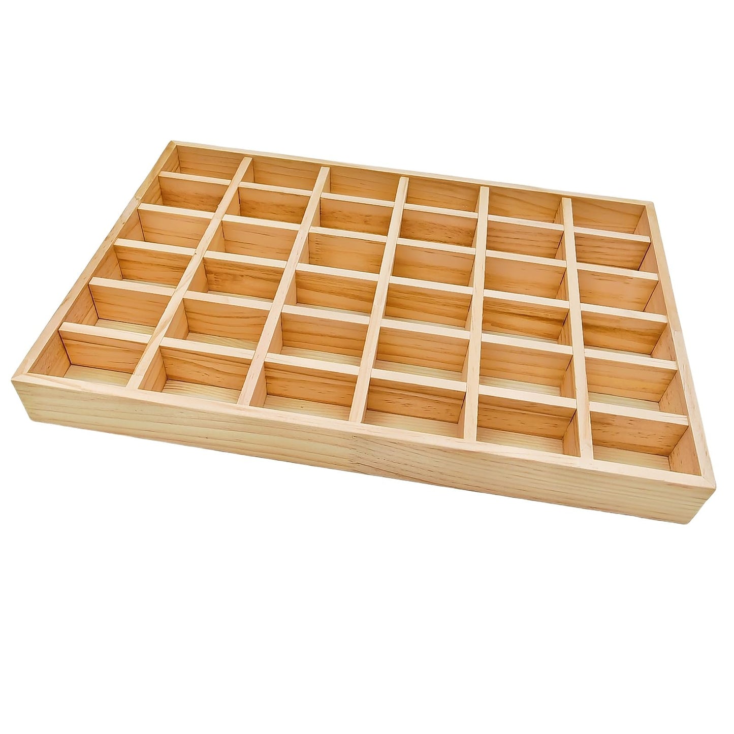 Anktily Unfinished Wooden Storage Divider Box, Showcase Display Box with 36 Compartments, Socks Organizer, Underwear Storage Case