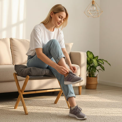 bimiti Folding Foot Stool Bamboo Foot Rest Foldable Ottoman Seat