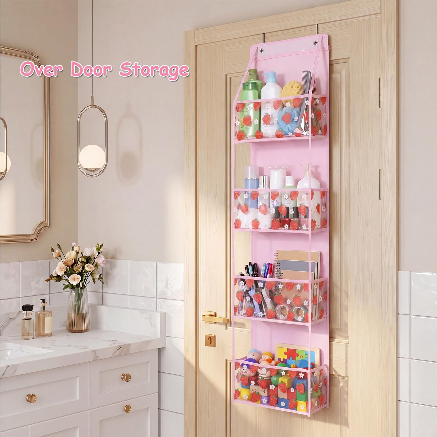 Over Door Storage Organiser,4 Compartment Foldable Hanging Storage