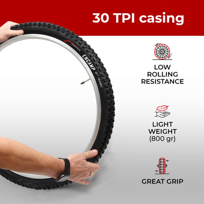 Fincci Encamp 26 inch Mountain Bike Tyre Pair 26 x 2.25 Inch 57-559 Foldable Puncture Proof Bike Tyres for Road MTB Mud Dirt Offroad Bicycle (Pack of