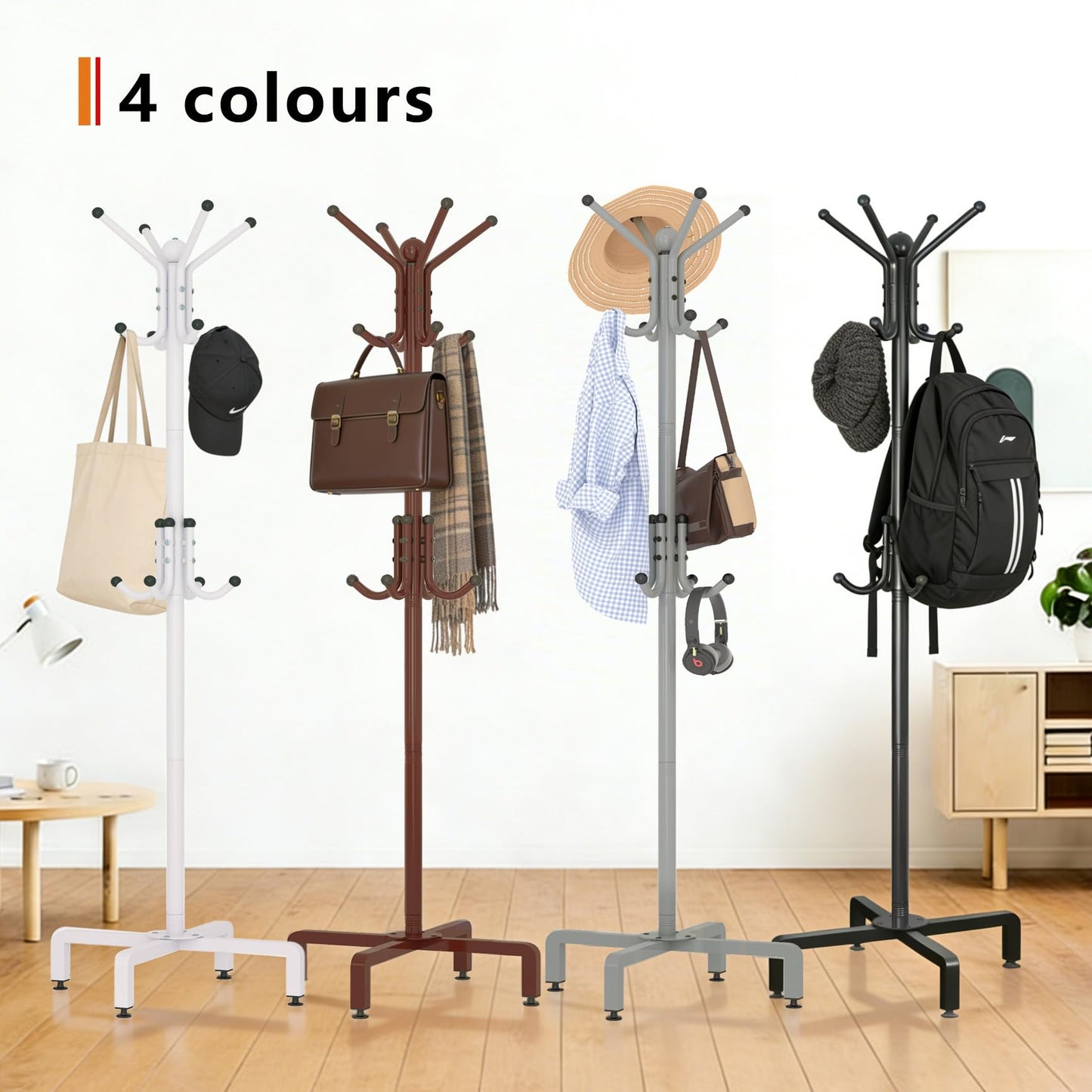 chunyangjingpin Coat Rack Stand with Adjustable Square Feet & Decorative Ball, 178 x 54 x 40cm Metal Coat Tree