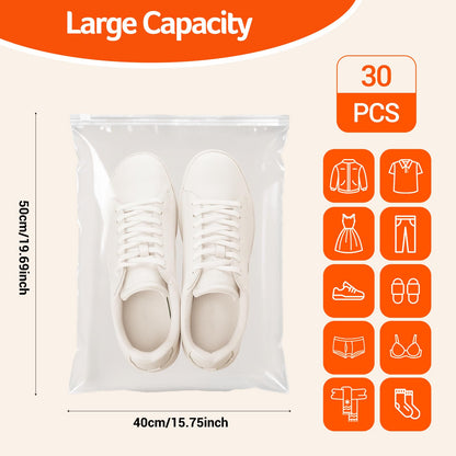 30Pcs Large Ziplock Bags 50x40cm Plastic Reusable Zip lock Bags