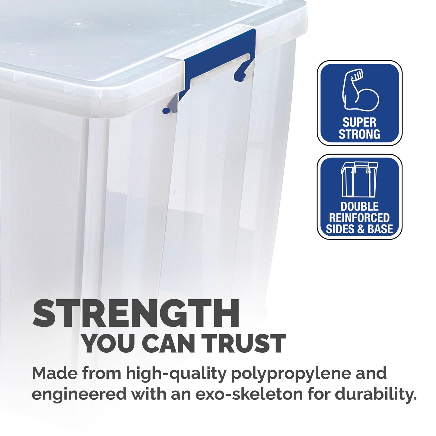 Bankers Box 48L Plastic Storage Boxes with Lids. ProStore Super Strong Stackable Plastic Storage Boxes (30 x 41 x 37 cm), Made in the UK, Clear
