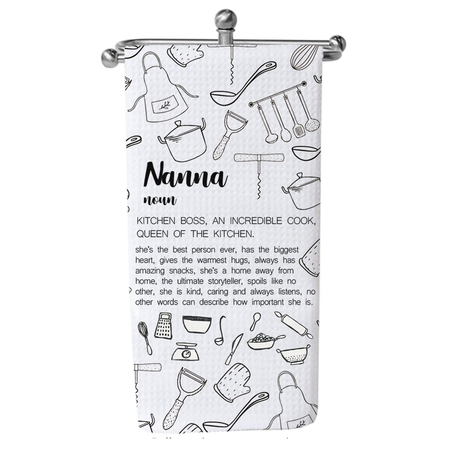 LEVLO Nanna Kitchen Towel Nanna Gift Grandma Nanna Nana Kitchen Tea Towel Grandma Housewarming Gift (nanna noun 2UKT)