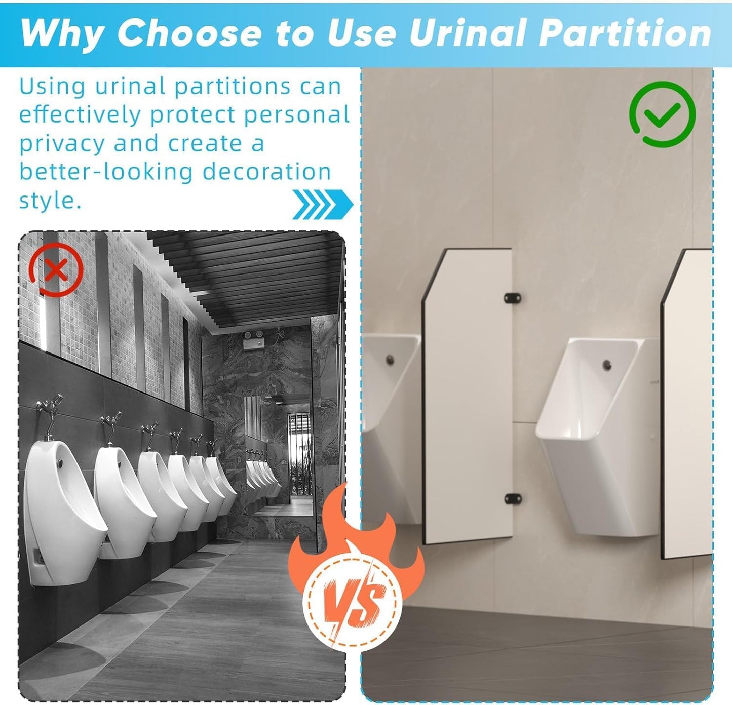 YAGEANNL Urinal Partition Divider, 1PCS Privacy Screen for Toilets, Men's Urinal Screen, Public Health Partition for Schools/Shopping Malls/Public