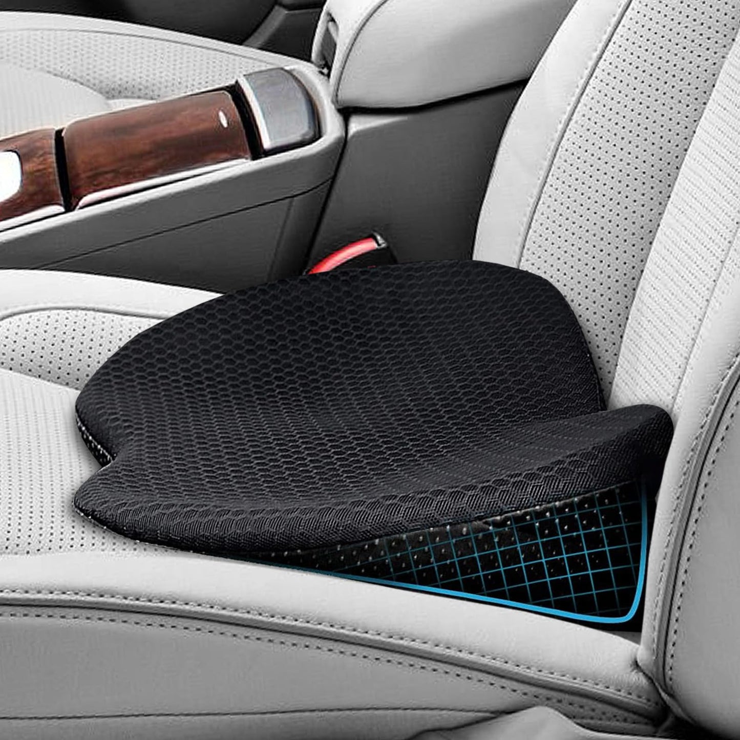 HIAHXC Memory Foam Car Seat Cushion Wedge Driver Cushion for Sciatica