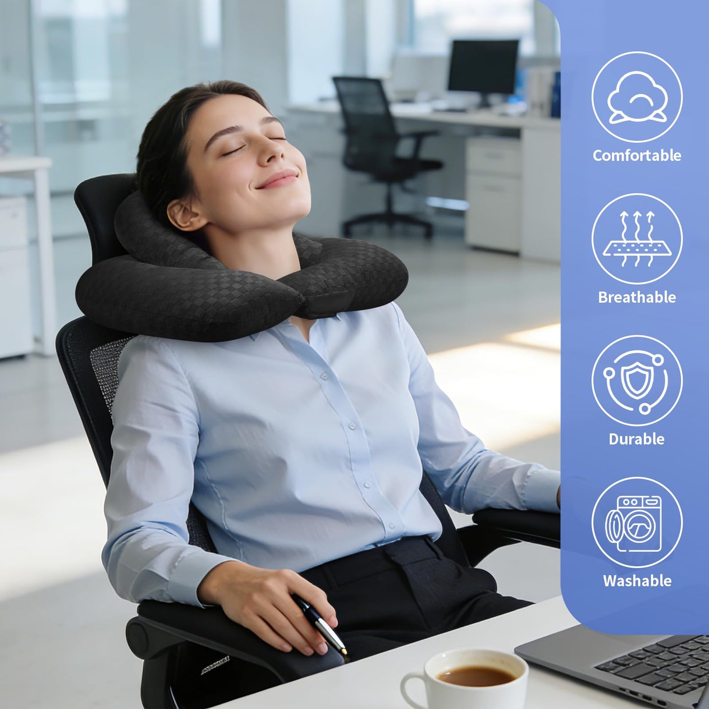Nockovi Back Sleeping Training Neck Pillow for Office, Recliner & Car