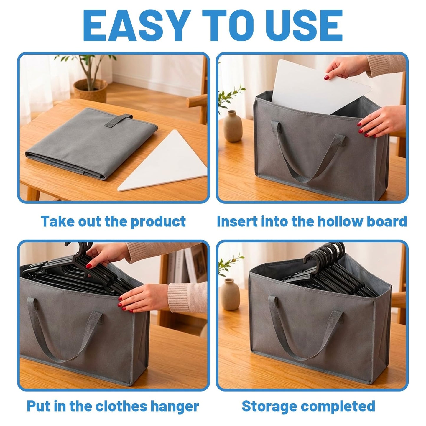 2 Pcs Coat Hanger Storage, Hanger Storage Bag, Foldable Hangers for Travel, Grey Hangers Organiser, Lightweight Coat Storage Bags, Triangle Design