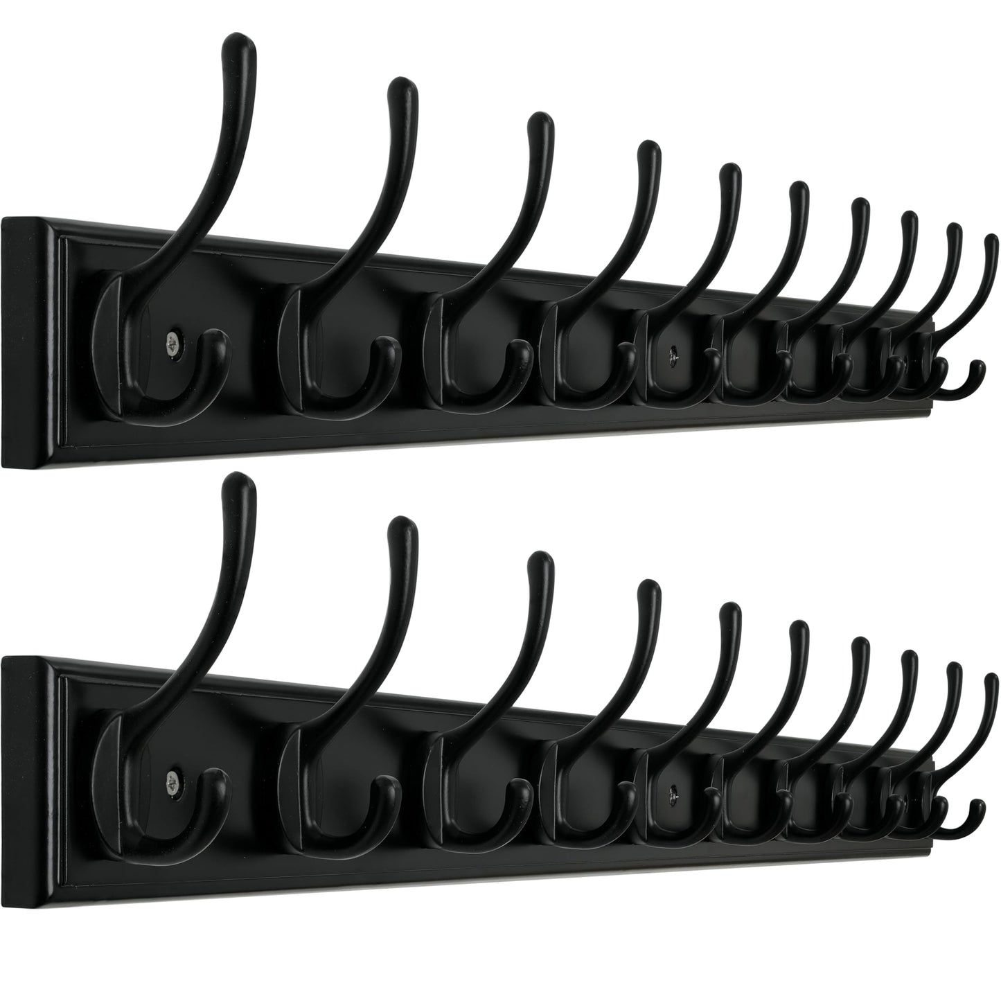 WEBI Coat Rack Wall Mounted,10 Hooks,97cm Long Wall Coat Hanger,Coat Hooks Wall Mounted for Hanging Coats,Clothes,Jacket,Black,2 Packs