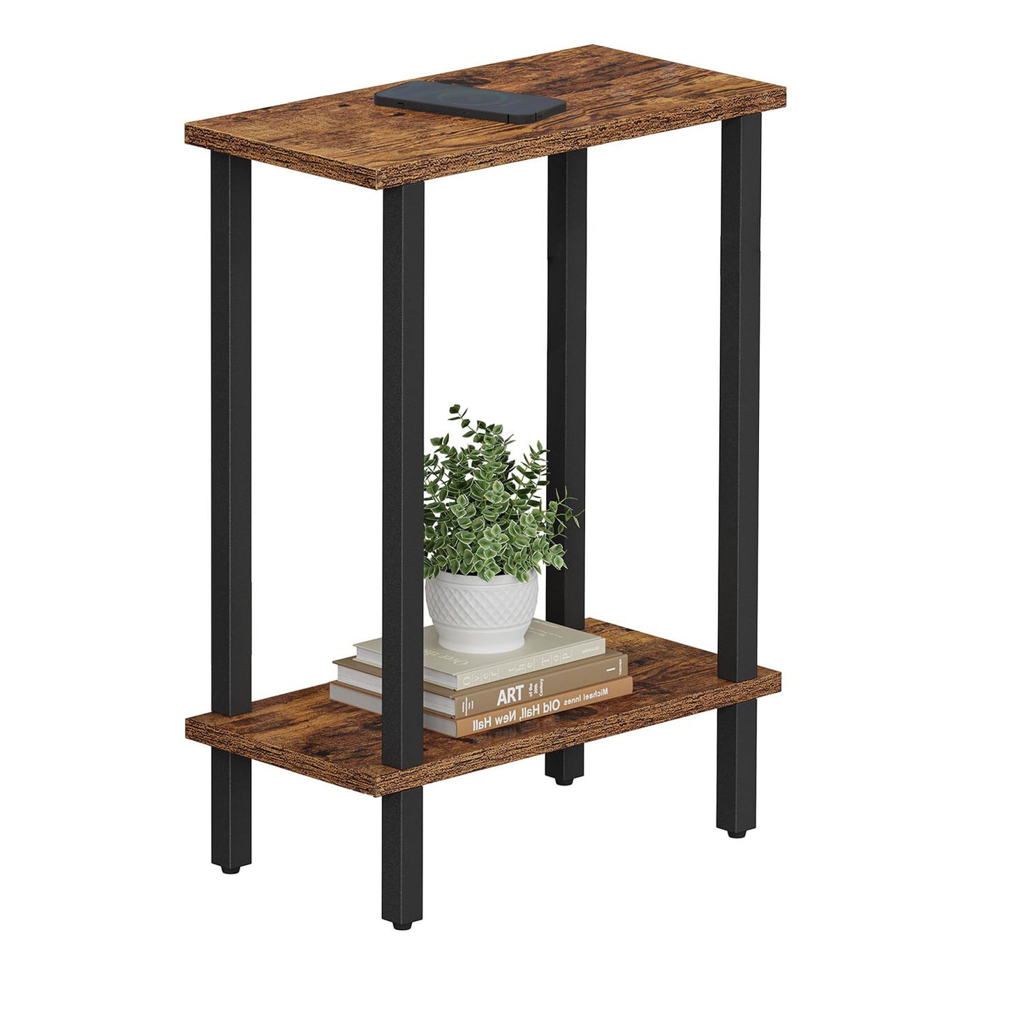 TUTOTAK Small Side Table, Narrow End Table, Skinny Sofa Table, Slim Nightstand, Living Room, Bed Room, Brown TB01BB062EU