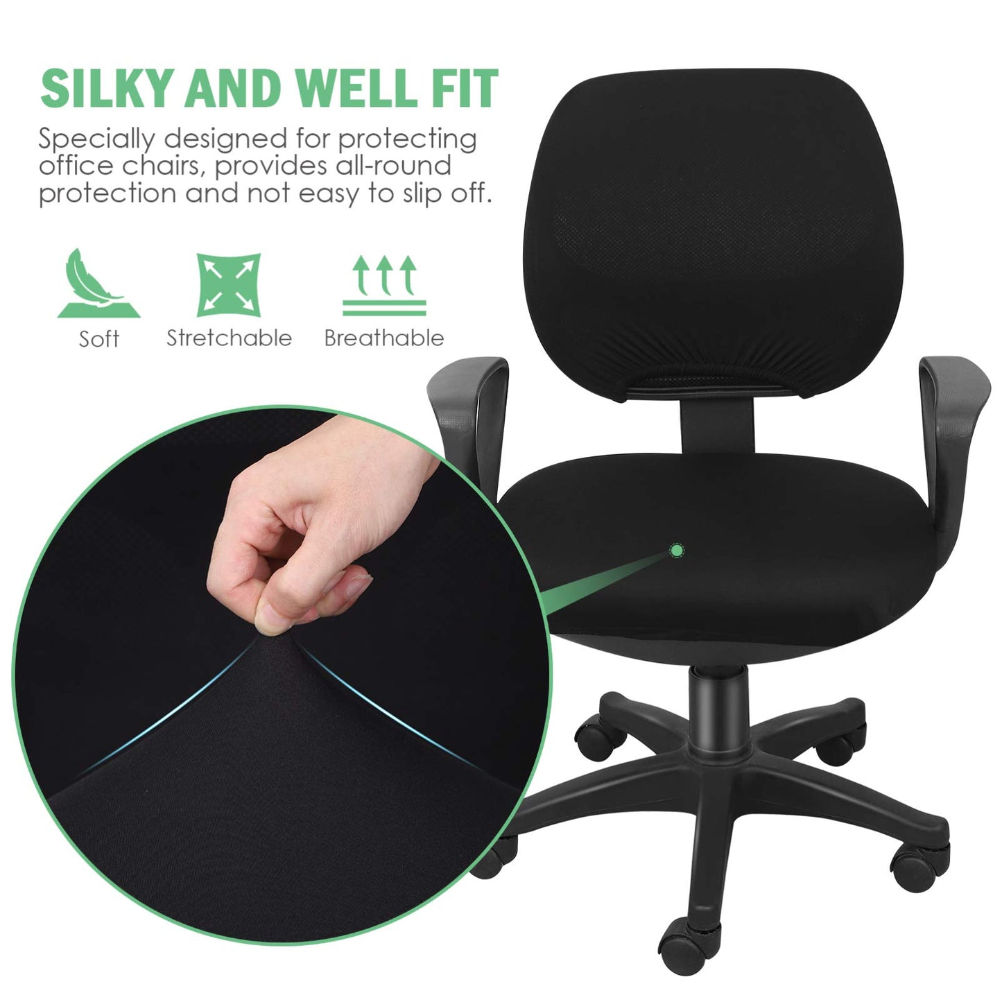Cabilock Office Chair Covers Stretch Computer, Rotating Armchair Slipcover Protector