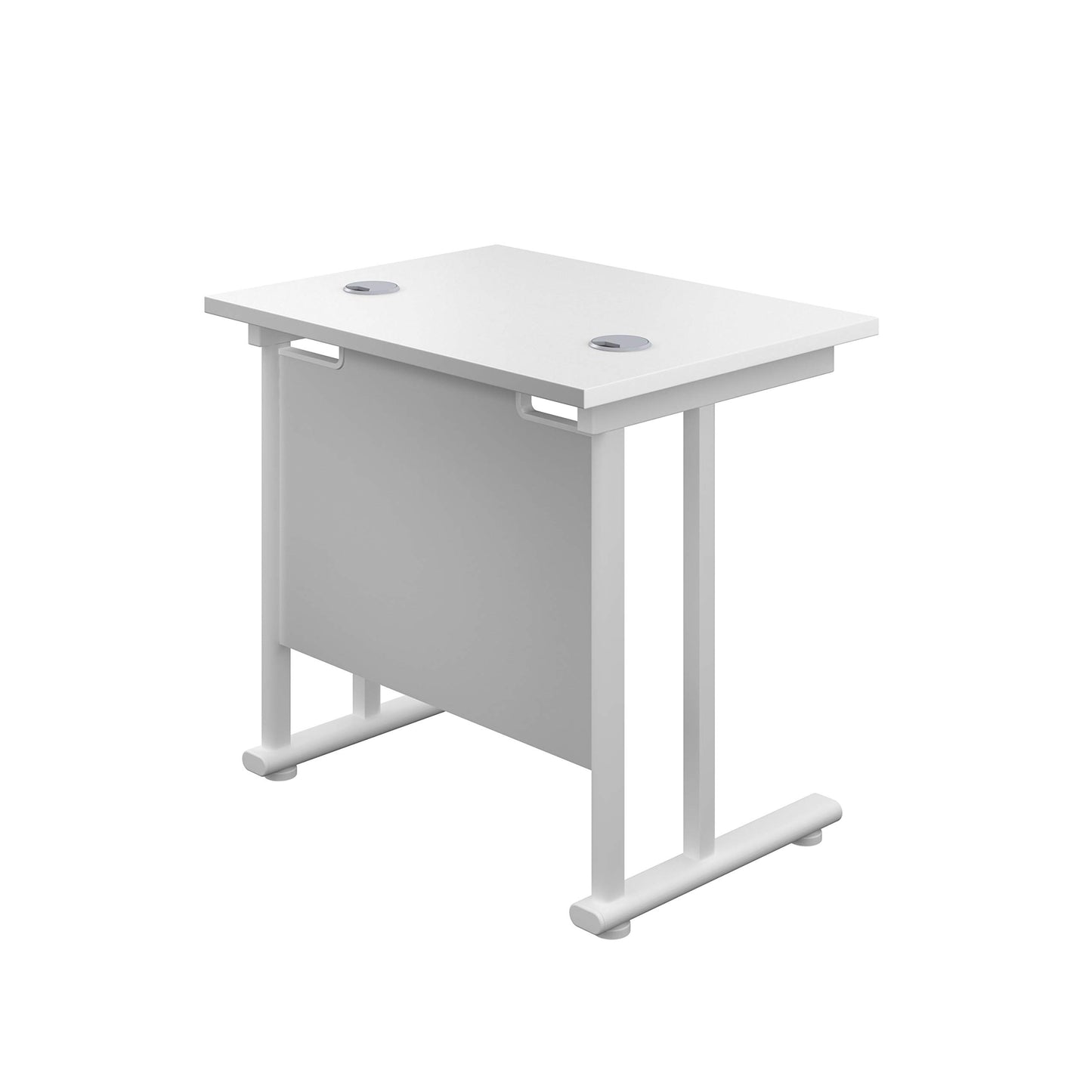 Office Hippo Rechteckiger Freischwinger-Schreibtisch, Metall, Weißer Rahmen, weiße Oberseite, 80 x 60 cm