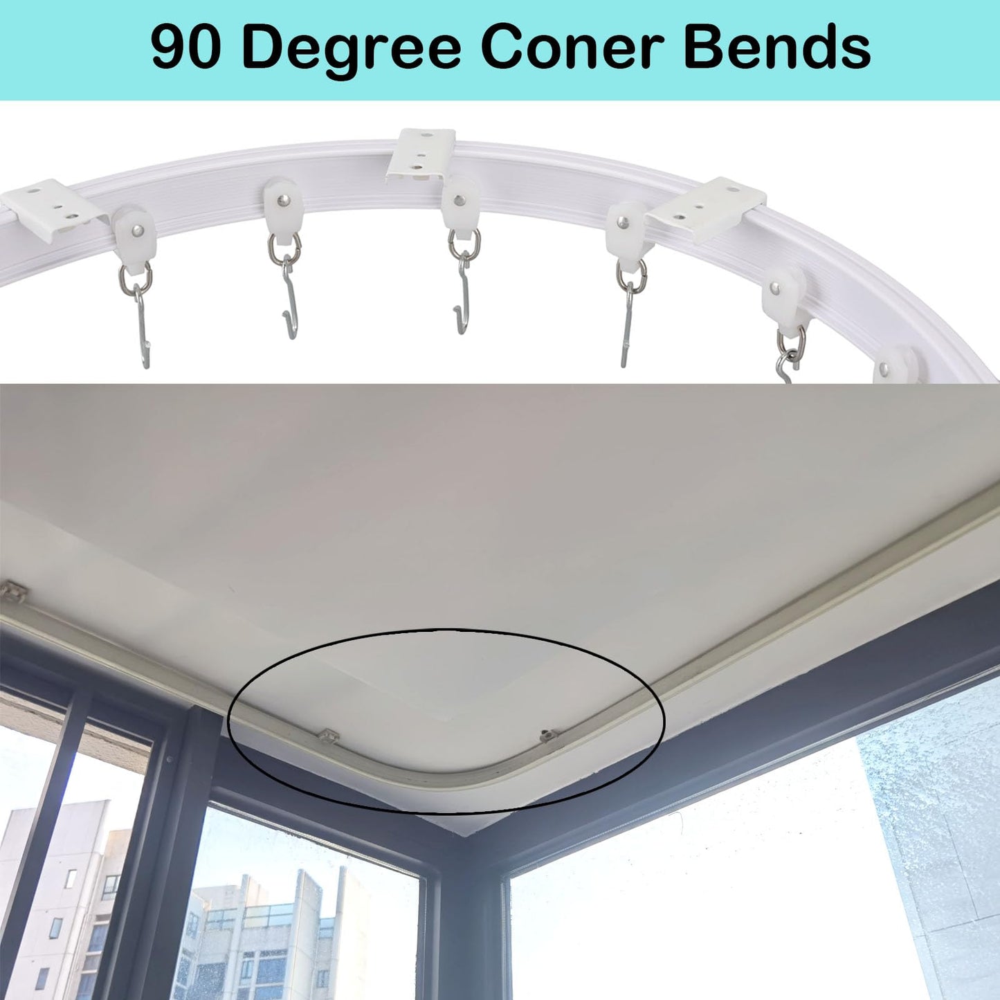 2M Curtain Rail Ceiling Curtain Track Bendable Flexible Curtain Rails and Fittings for Room Divider,Bay Window,Oval Shower,Bathroom Window,RV Rail
