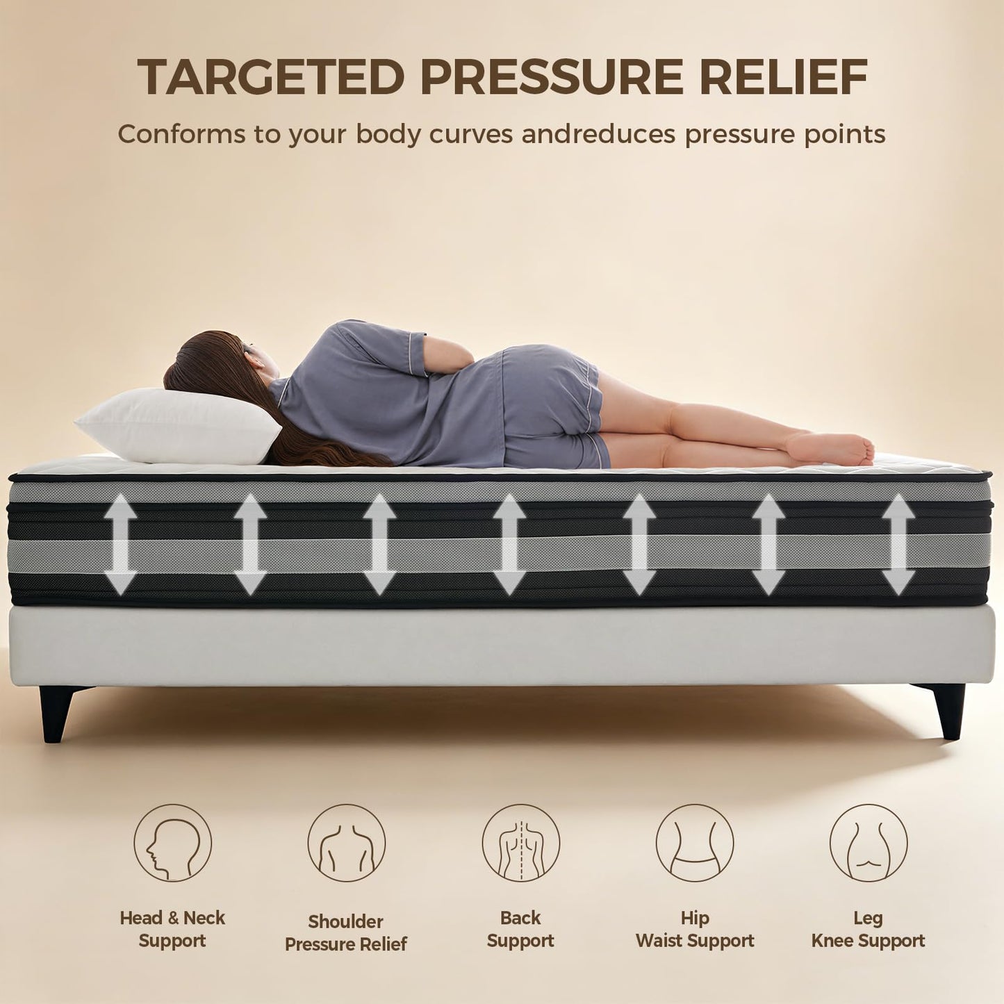 Resspry Small Double Mattress,10.6 Inch Hybrid Mattress