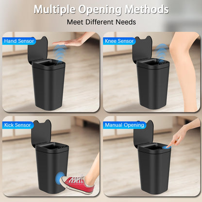 Kssvzz 2 Pack Sensor Bins with Lid, 2.5 Gallon/10 L Bathroom Electric Bin, Slim Smart Trash Can, Narrow Waterproof Automatic Bin for Bedroom, Living