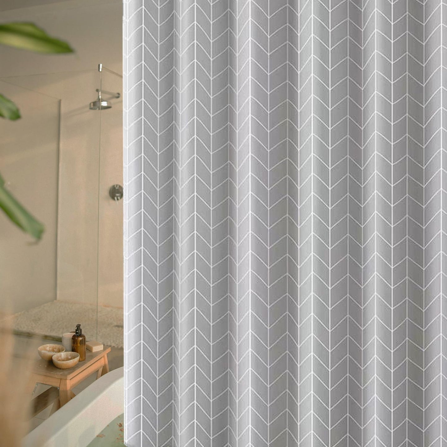 hzkais Grey Shower Curtain, Mould Proof and Mildew Resistant Washable Bathroom Curtains, Shower Curtain for Bathroom, Bath Curtains with Hooks
