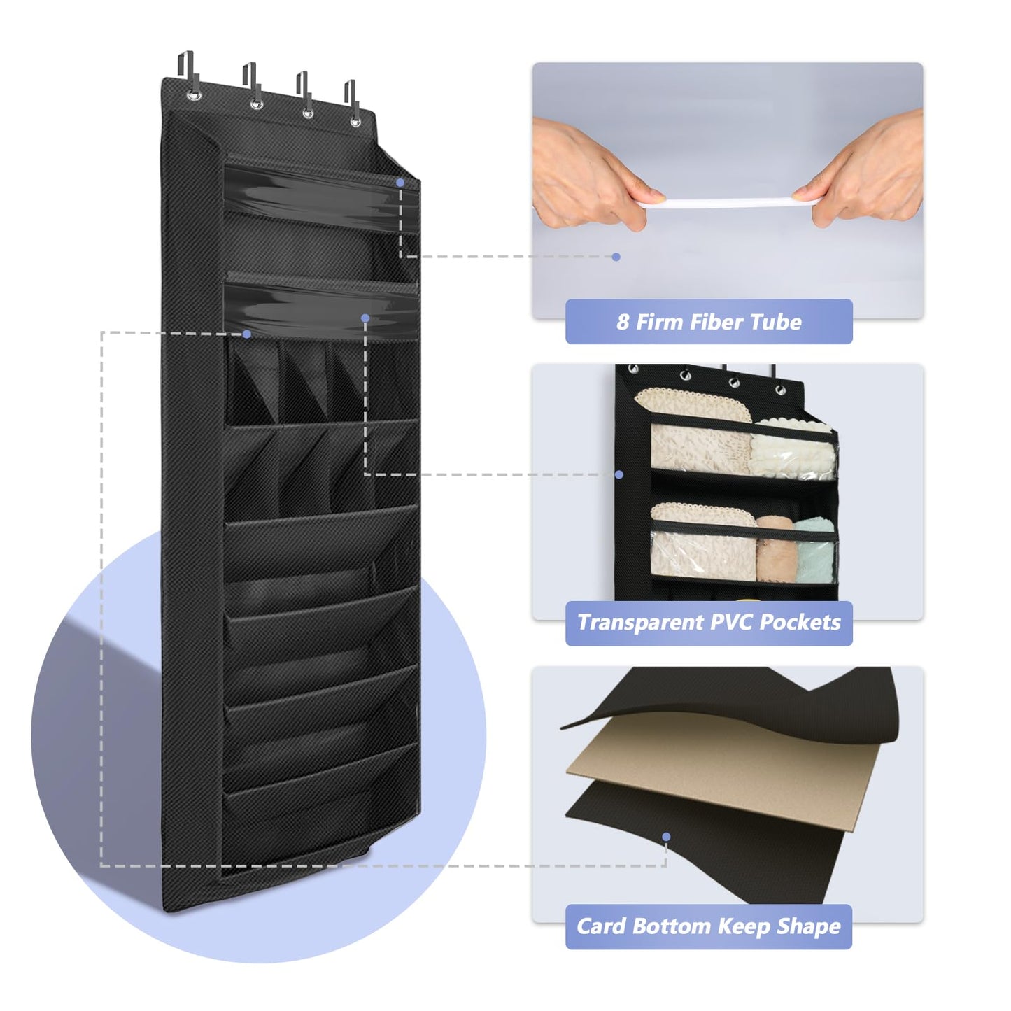 FENTEC Over Door Shoe Storage Organiser, 8 Tier Hanging Shoe Rack Storage