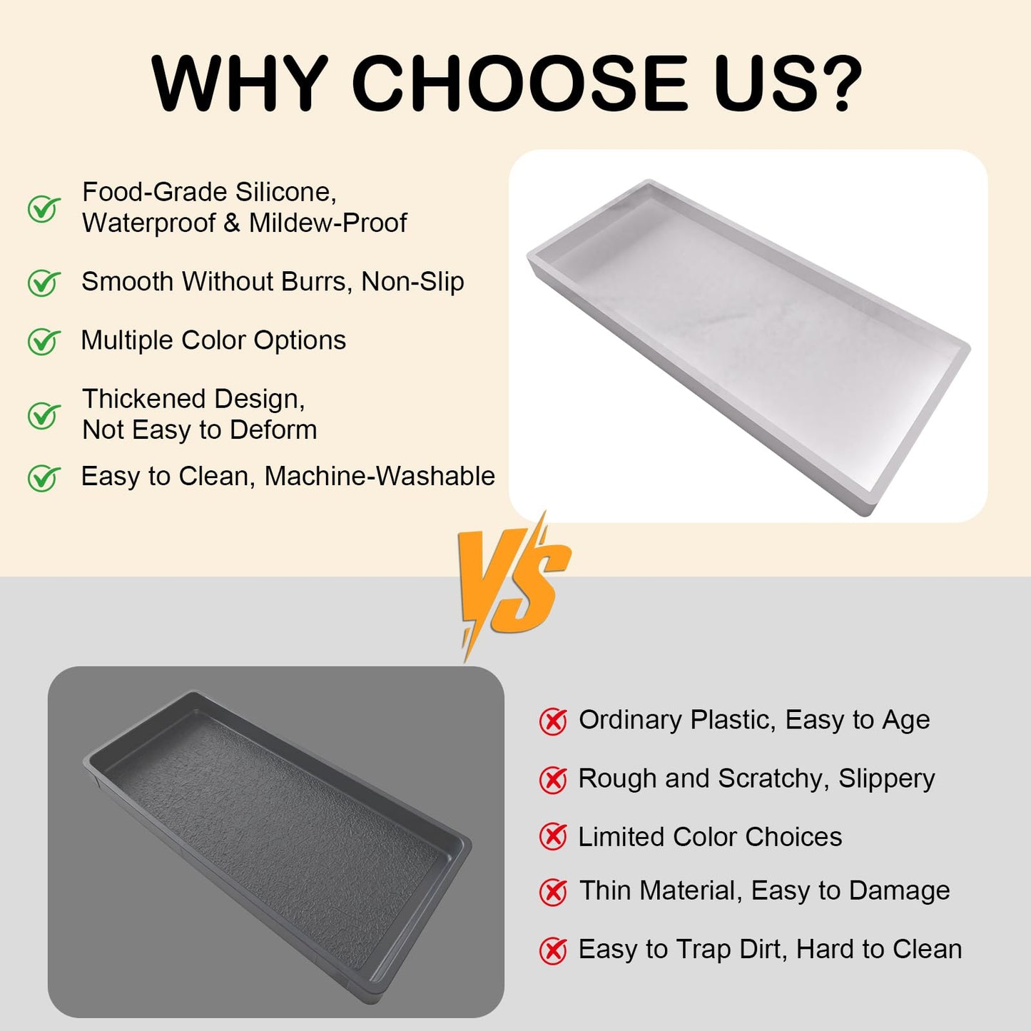 Bathroom Vanity tray 30x12.5cm, rectangular soap dispenser, silicone kitchen sink storage, bathroom countertop tray non-slip and easy to clean
