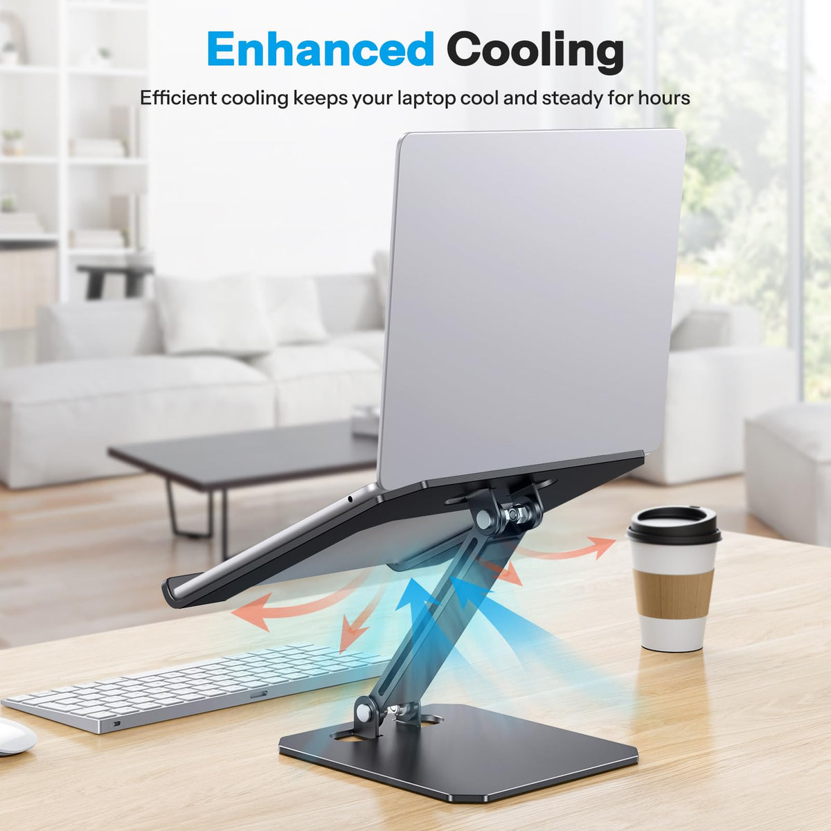 OMOTON Aluminum Laptop Stand for Desk, Laptop Riser with Adjustable Height