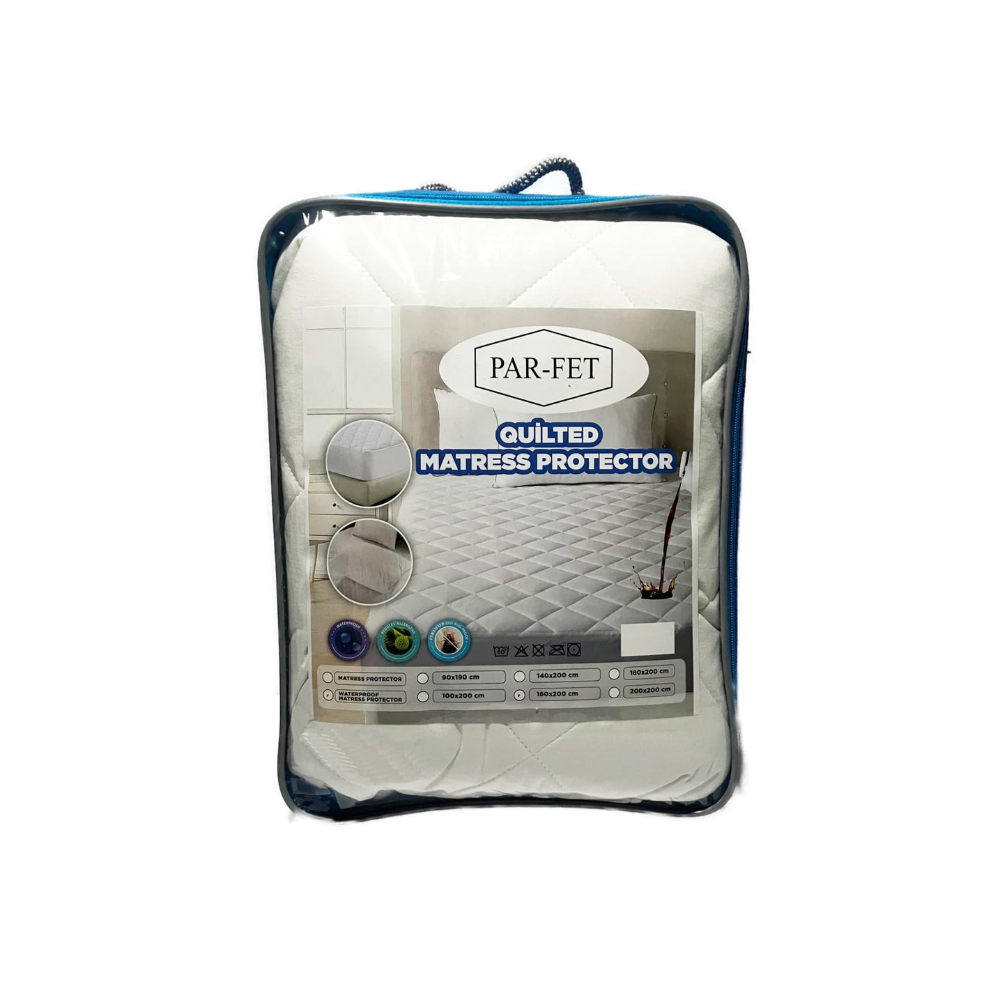 Cotton Mattress Protector, Waterproof, Quilted with Anti-Allergic, Anti Dust Mite, Soft and Quiet, Breathable (White, 160 x 200 cm)