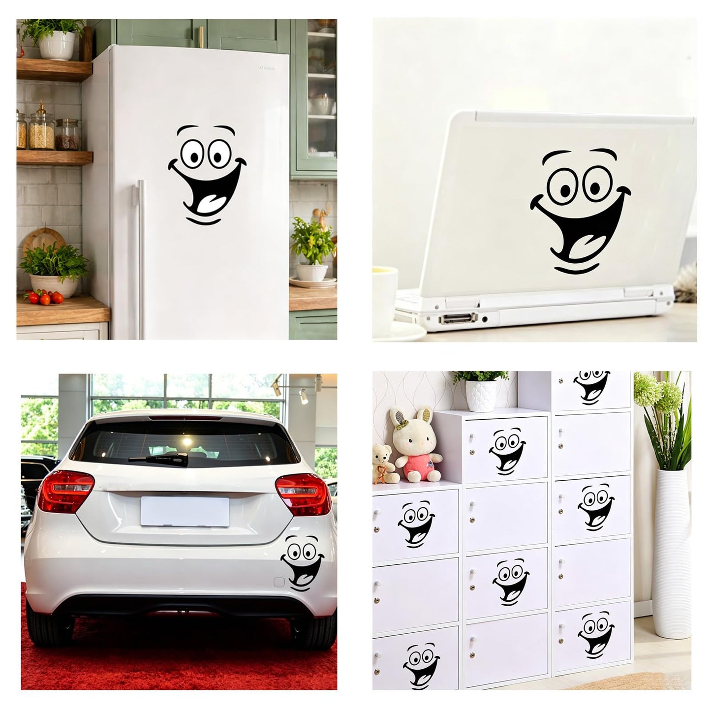 2 Pcs Smiley Face Bathroom wall Stickers