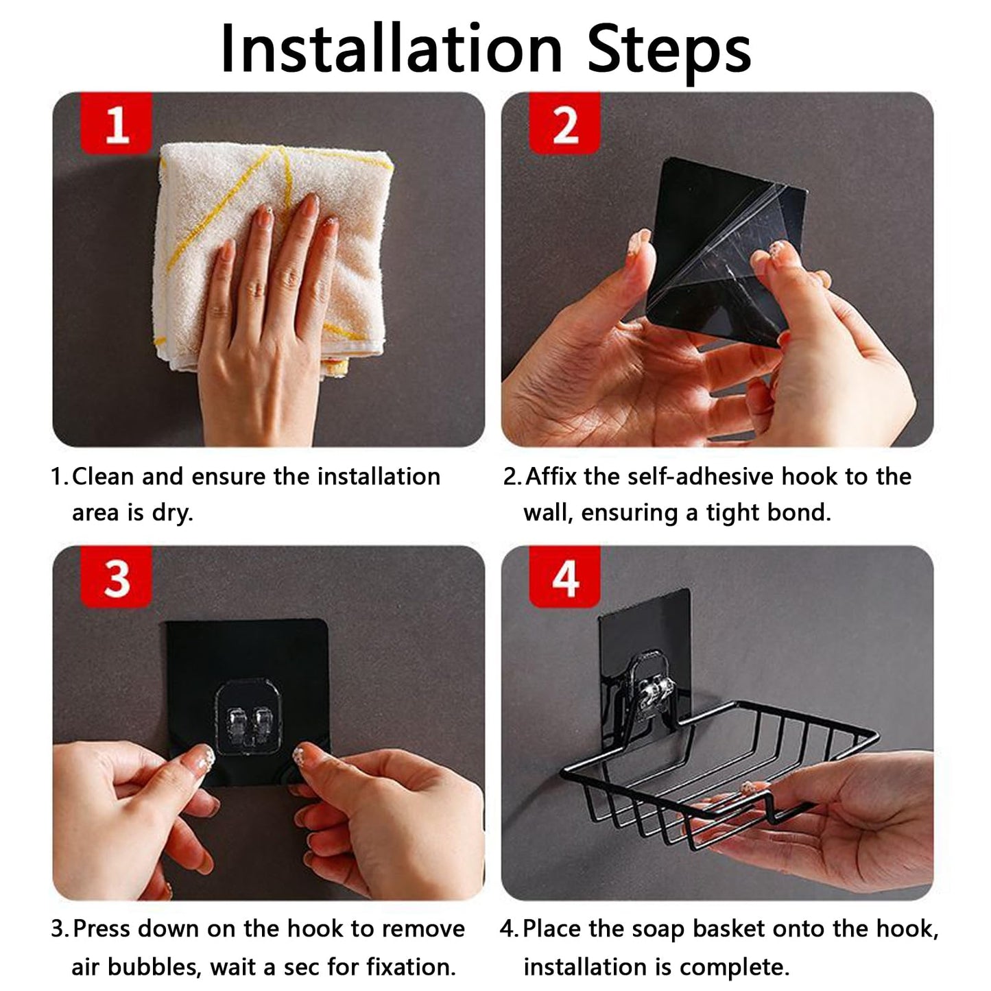 2-Pack Self-Adhesive Soap Dish Holder Soap Basket - Wall Mounted Stainless Steel Soap and Sponge Holder