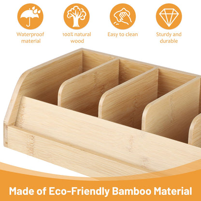 DBREAKS Belt Storage, 7 Compartments Belt Storage Box, Bamboo Colour