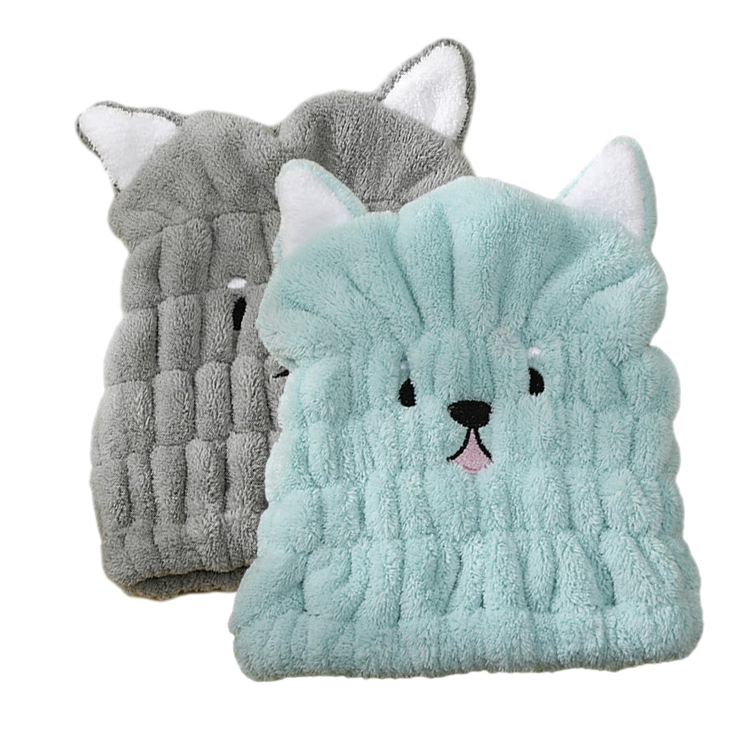 2Pcs Hair Drying Towels Microfibre Hair Towel Hat Super Absorbent Bath Cap with Cute Cat Rabbit Ear Dry Hair Cap Coral Fleece Hair Towel for Women