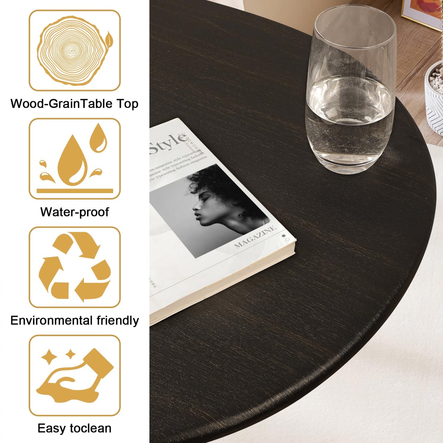 WDSHIYI Coffee Table Modern Rustic Farmhouse Coffee Table Oval Mid Century Coffee Tables Retro Accent Sofa Center Table for Living Room Easy Assembly
